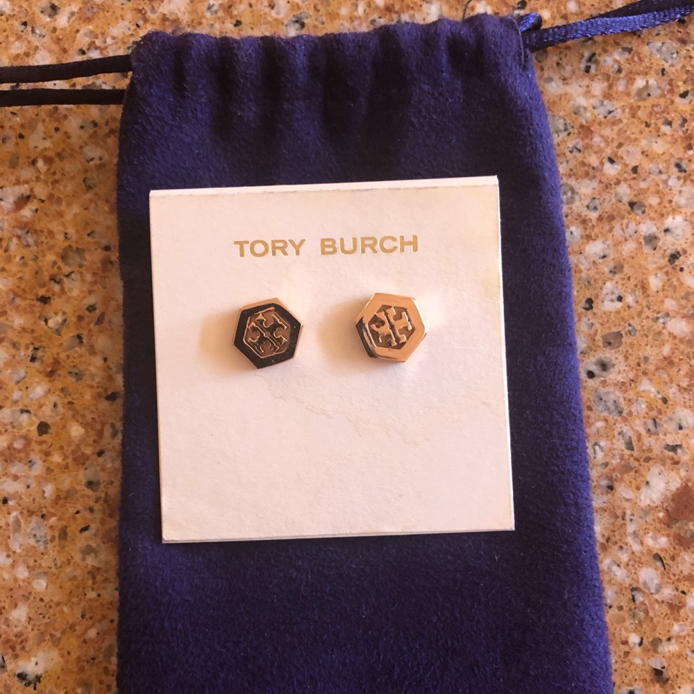 Tory Burch double T earrings. EUC
